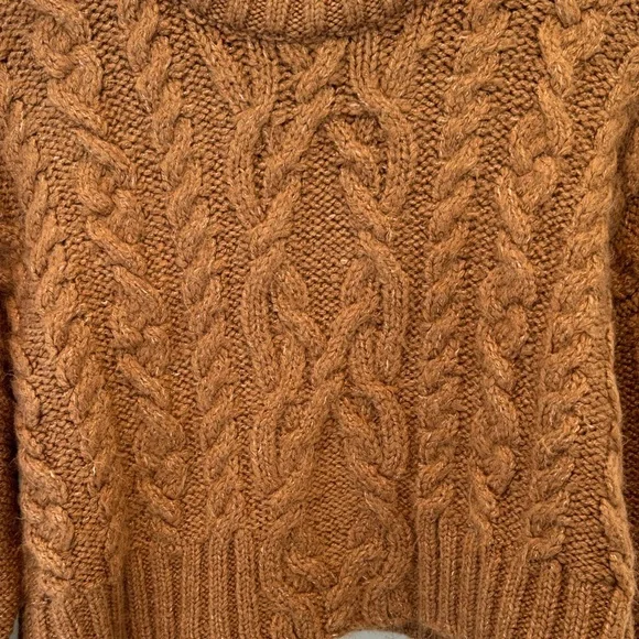 Zara Cropped Cable Knit Sweater - Brown - Picture 4 of 8